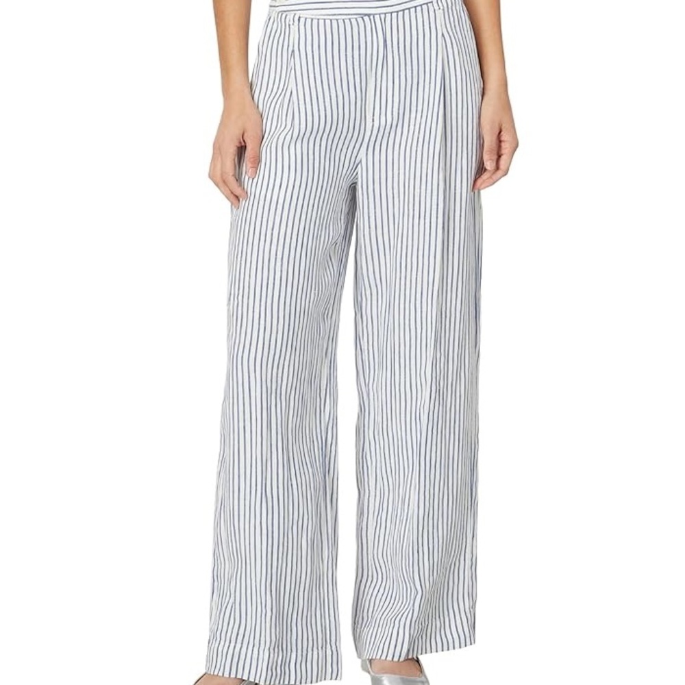 Madewell The Harlow Wide-Leg Striped Pants 100% Linen